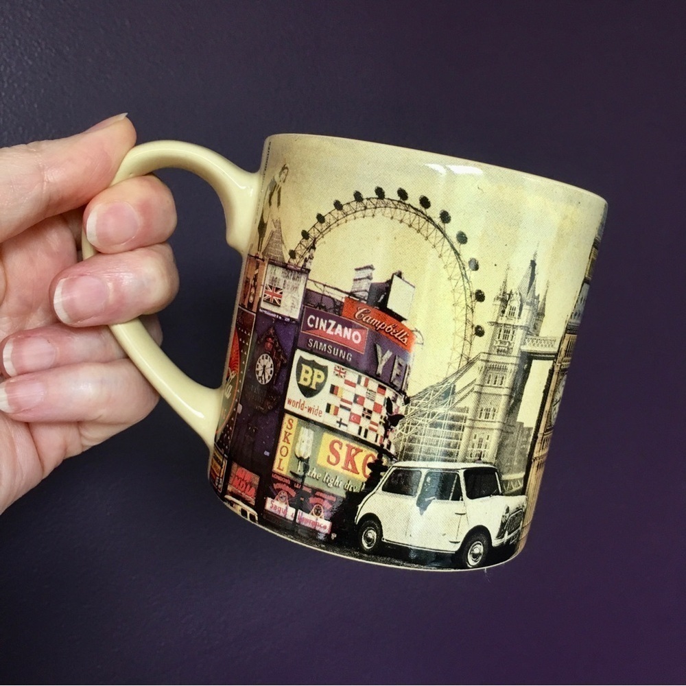 LONDON Travel Sights Coffee, Tea Mug, Yellow, Blue, 15 oz - Picture 14 of 14